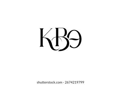 Diseño inicial del logotipo de la letra KBO. Diseño elegante del logotipo del monograma con los Elementos decorativos y la tipografía