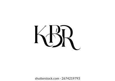 Diseño inicial del logotipo de la letra KBR. Diseño elegante del logotipo del monograma con los Elementos decorativos y la tipografía