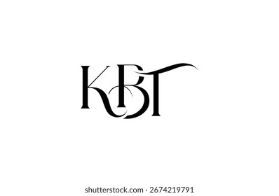 Diseño inicial del logotipo de la letra KBT. Diseño elegante del logotipo del monograma con los Elementos decorativos y la tipografía