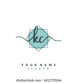Initial KC handwriting logo template vector
