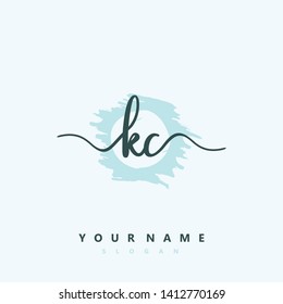 Initial KC handwriting logo template vector