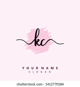Initial KC handwriting logo template vector