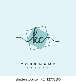 Initial KC handwriting logo template vector
