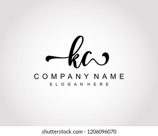 Initial KC handwriting logo vector