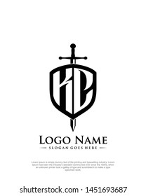 initial KC letter with shield style logo template vector