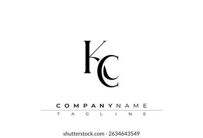 Vetor de design do logotipo inicial do KC. Elegante Monograma Logo Design com elementos decorativos e tipografia