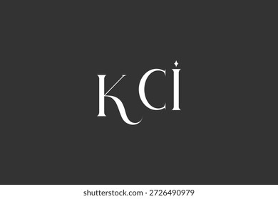 Diseño inicial del logotipo de la carta creativa de KCI. Diseño elegante del logotipo del monograma con los Elementos decorativos y la tipografía