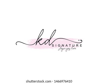 Initial KD beauty monogram and elegant logo design, handwriting logo of initial signature, wedding, fashion, floral and botanical with creative template.