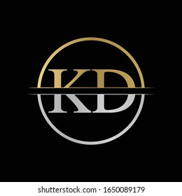 Illustration zur Vektorillustration des Logo-Designs für den ersten KD-Brief. Abstrakter Buchstabe KD Logo Design