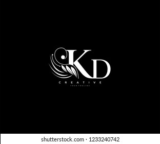 Initial KD letter luxury beauty flourishes ornament monogram logo