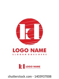 Initial KD negative space logo with circle template