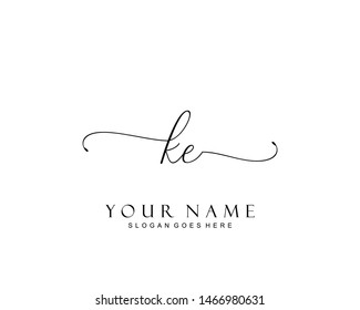 Monograma inicial de belleza KE y elegante diseño de logo, logo de escritura a mano de firma inicial, boda, moda, floral y botánica con plantilla creativa.