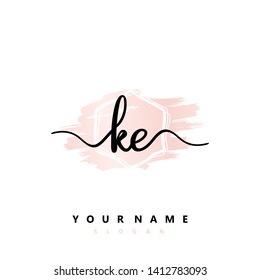 Initial KE handwriting logo template vector