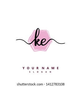 Initial KE handwriting logo template vector