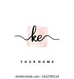 Initial KE handwriting logo template vector
