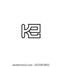 Modelo inicial de vetor de design de logotipo de letra KE