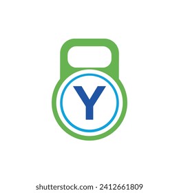 Initial Kettlebel Logo combine with letter Y vector template
