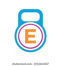 Initial Kettlebel Logo combine with letter E vector template