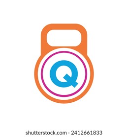Initial Kettlebel Logo combine with letter Q vector template