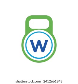 Initial Kettlebel Logo combine with letter W vector template