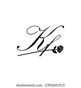 Initial KF Handschrift Blumentypografie Ornament Moderne