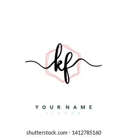 Initial KF handwriting logo template vector