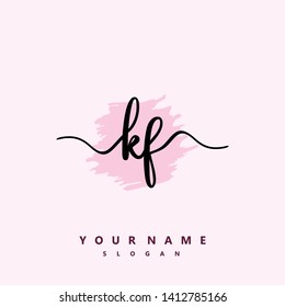 Initial KF handwriting logo template vector