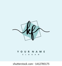 Initial KF handwriting logo template vector