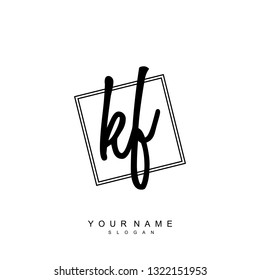 Initial KF handwriting logo vector