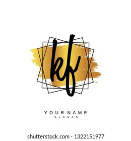 Initial KF handwriting logo vector