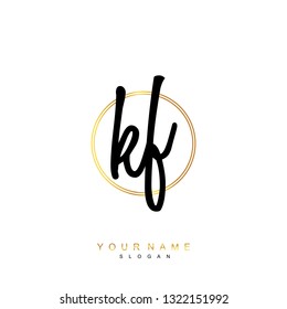 Initial KF handwriting logo vector