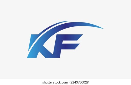 Anfangsbuchstaben KF Firmenname swoosh Design Vektor.