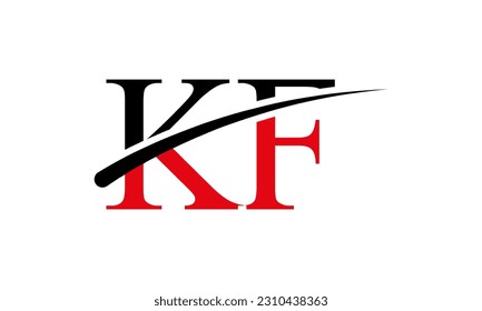 Initial KF letter Logo With Swoosh Design Graphic Vector Template for Business and Company Identity.