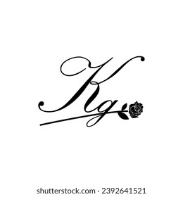 Initial KG handwriting flower typography ornament modern