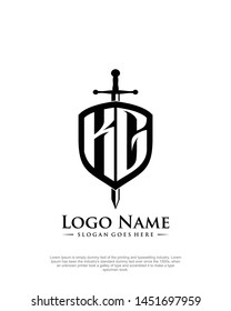 initial KG letter with shield style logo template vector