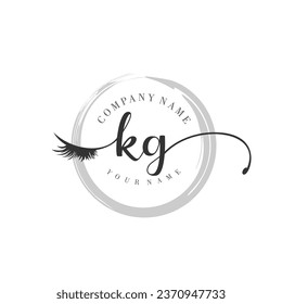 Initial KG monogram eye and eyelash handwriting