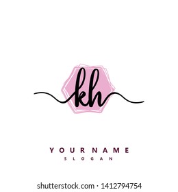 Initial KH handwriting logo template vector