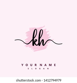 Initial KH handwriting logo template vector
