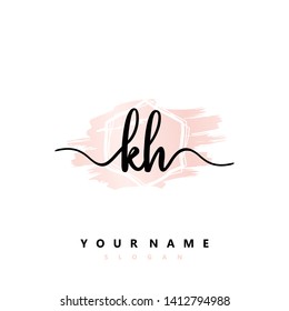 Initial KH handwriting logo template vector