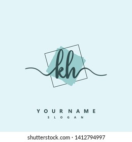 Initial KH handwriting logo template vector