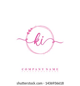 Initial KI beauty handwriting logo