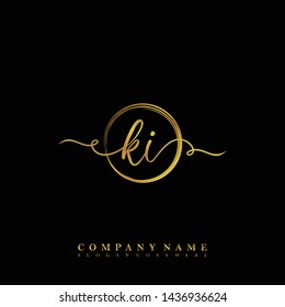 Initial KI beauty handwriting logo