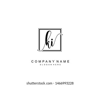 Initial KI beauty monogram and elegant logo design, handwriting logo of initial signature, wedding, fashion, floral and botanical with creative template.
