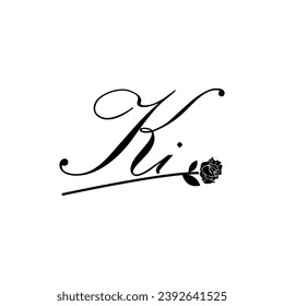 Ornamento inicial de tipografía de flores de escritura a mano de KI moderno