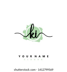 Initial KI handwriting logo template vector