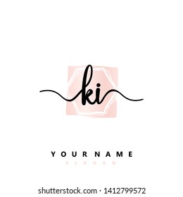 Initial KI handwriting logo template vector