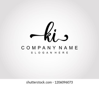 Initial KI handwriting logo vector