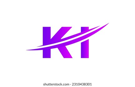 Initial KI letter Logo With Swoosh Design Graphic Vector Template for Business and Company Identity.