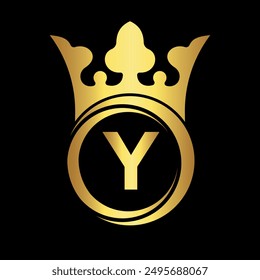 Initial king crown Logo combine with letter Y vector template