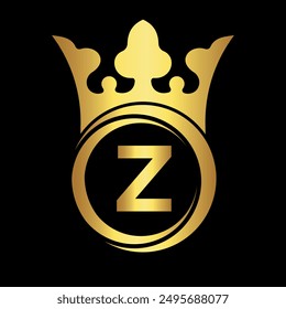 Initial king crown Logo combine with letter Z vector template